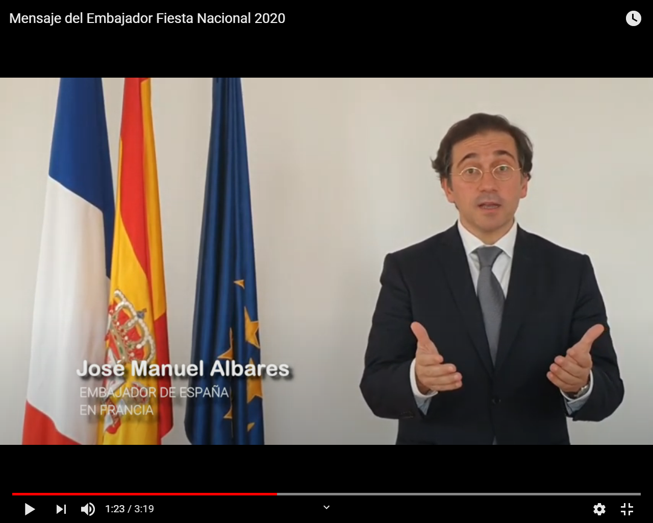 El Embajador de España en Francia envía un mensaje institucional en ocasión de la Fiesta Nacional en el siguiente enlace: